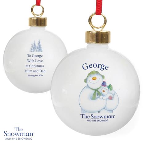 Personalised The Snowman & The Snowdog Christmas Bauble £11.99